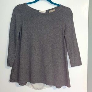 Loft Outlet bow and keyhole semi-sheer split back detail in grey and white S